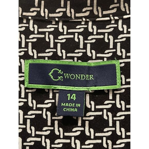 C. Wonder Women's Black 100% Rayon Collared Long Sleeves Button-Up Shirt Size 14 - Picture 2 of 4